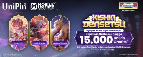 Bonus seru! Top Up MLBB dan bayar di Indomaret, Dapatkan Bonus hingga 15.000 UniPin Credits!